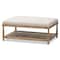 Baxton Studio Carlotta Oak Beige Linen Rectangular Coffee Table Ottoman 139-7608 - alternate 1